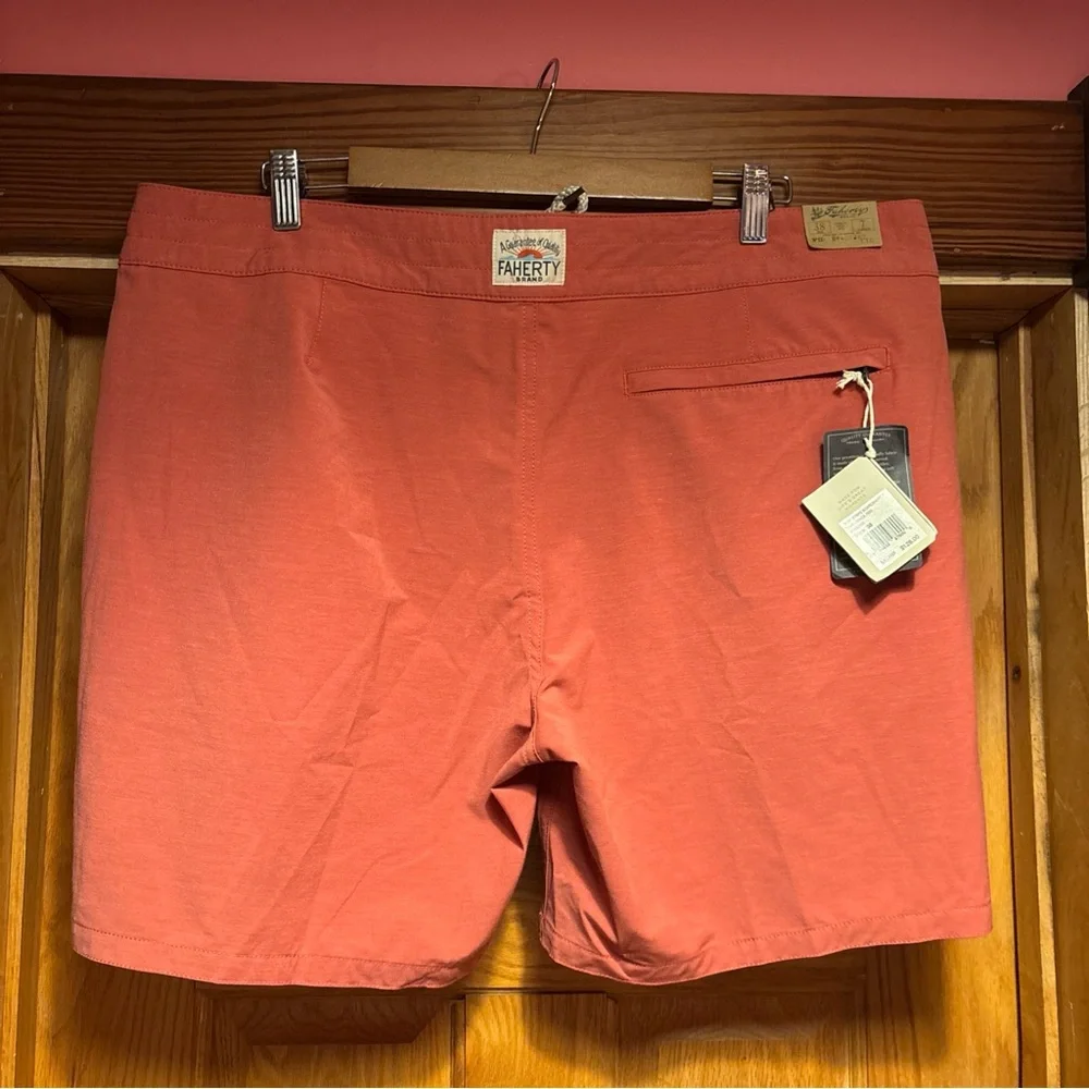 Faherty Surf Striped Boardshort 7” Venice Red New 38